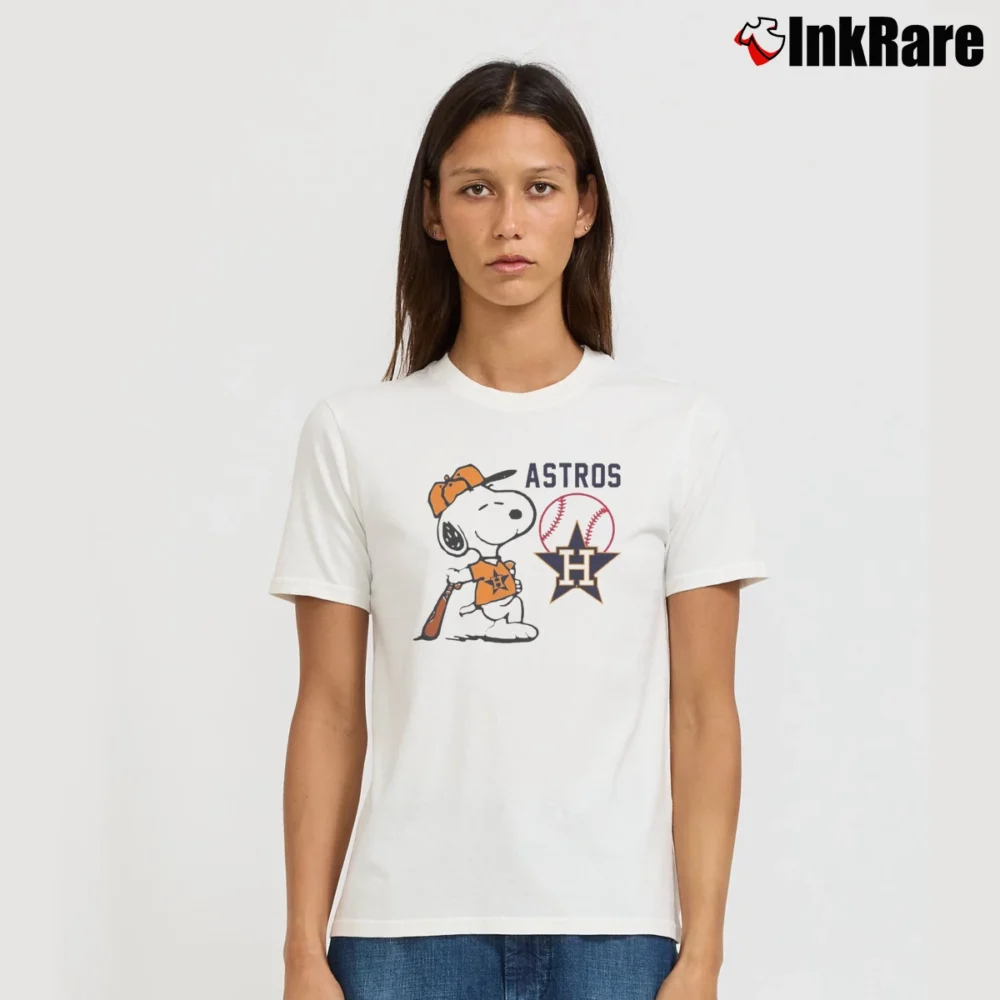 Women’s houston astros snoopy player T-Shirt in white | Soft, Flattering Fit