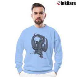 Men’s How To Train Your Dragon Toothless Character Crewneck Sweatshirt in light blue | Cozy Fabric, Clean Style