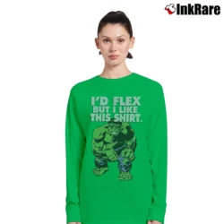 Women’s Hulk Marvel Comics I'd Flex But I Like This Long-Sleeve Top in irish green | Sleek, Versatile, All-Season