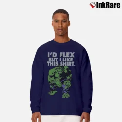 Men’s Hulk Marvel Comics I'd Flex But I Like This Long-Sleeve Shirt in navy | Sleek, Lightweight, Year-Round Wear