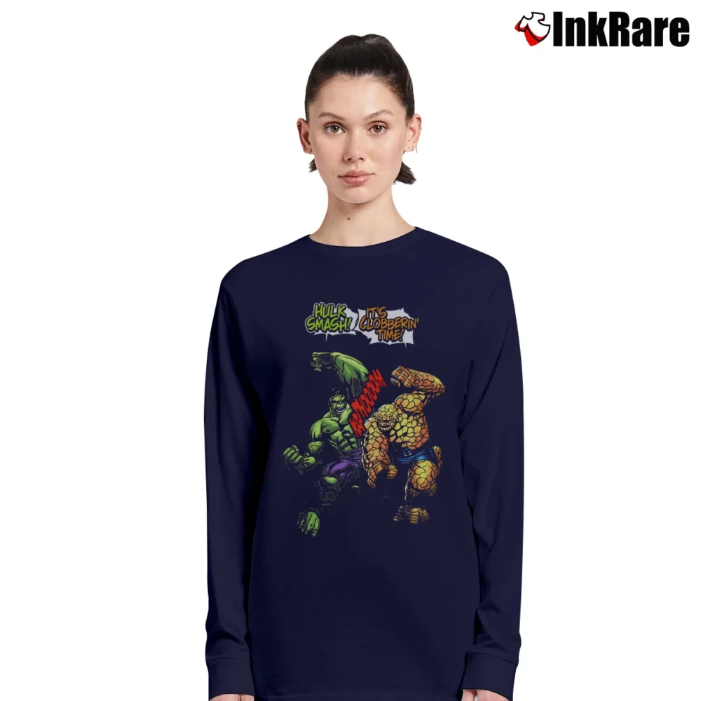 Women’s Hulk Vs Thing Marvel Comics Crossover Long-Sleeve Top in navy | Sleek, Versatile, All-Season