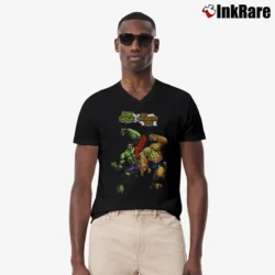 Men’s Hulk Vs Thing Marvel Comics Crossover V-Neck Tee in black | Sharp, Breathable, Everyday Staple