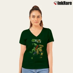 Women’s Hulk Vs Thing Marvel Comics Crossover V-Neck Tee in forest green | Chic Neckline, Soft Texture
