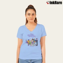 Women’s Hunchback Of Notre Dame Quasimodo Disney Movie Promo 90s V-Neck Tee in light blue | Chic Neckline, Soft Texture
