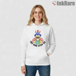 Hungry Uncle Sam Simpsons Patriotic Parody Cartoon Shirt on white hoodie for women graphic tee
