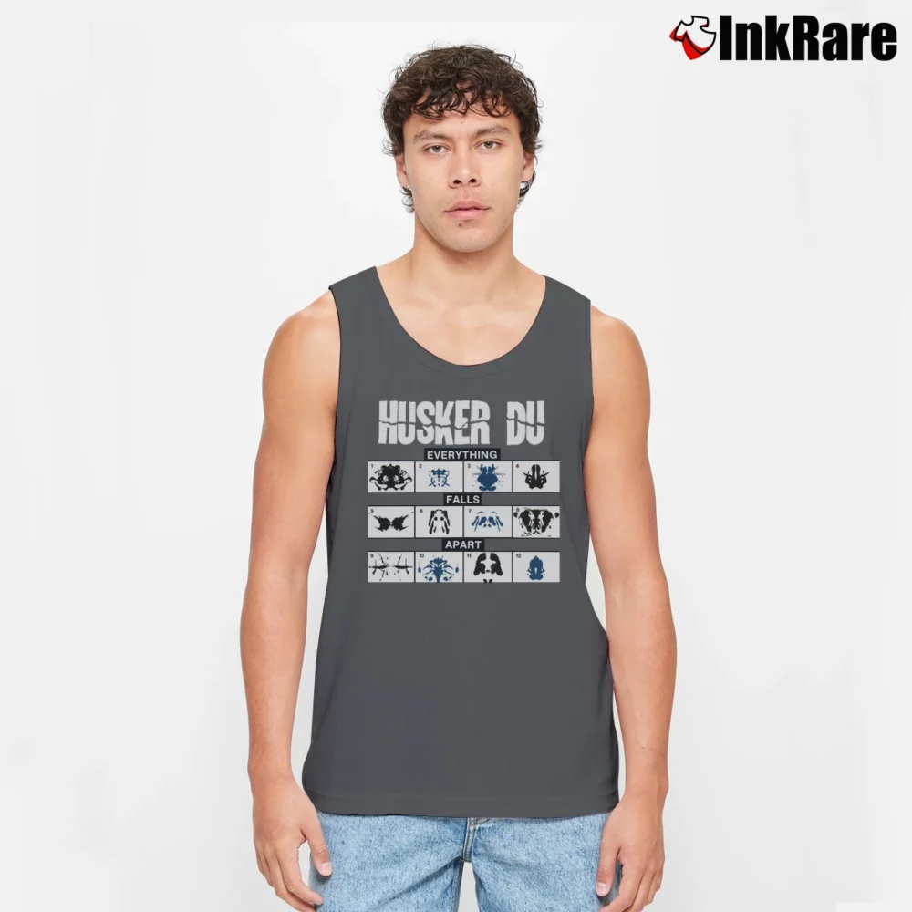 Men’s Husker Du Everything Falls Apart Tank Top in charcoal | Breathable, Active-Friendly Design