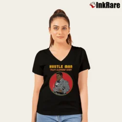 Women’s HUSTLE MAN WHATS HAPPENIN CHIEF Essential V-Neck Tee in black | Chic Neckline, Soft Texture