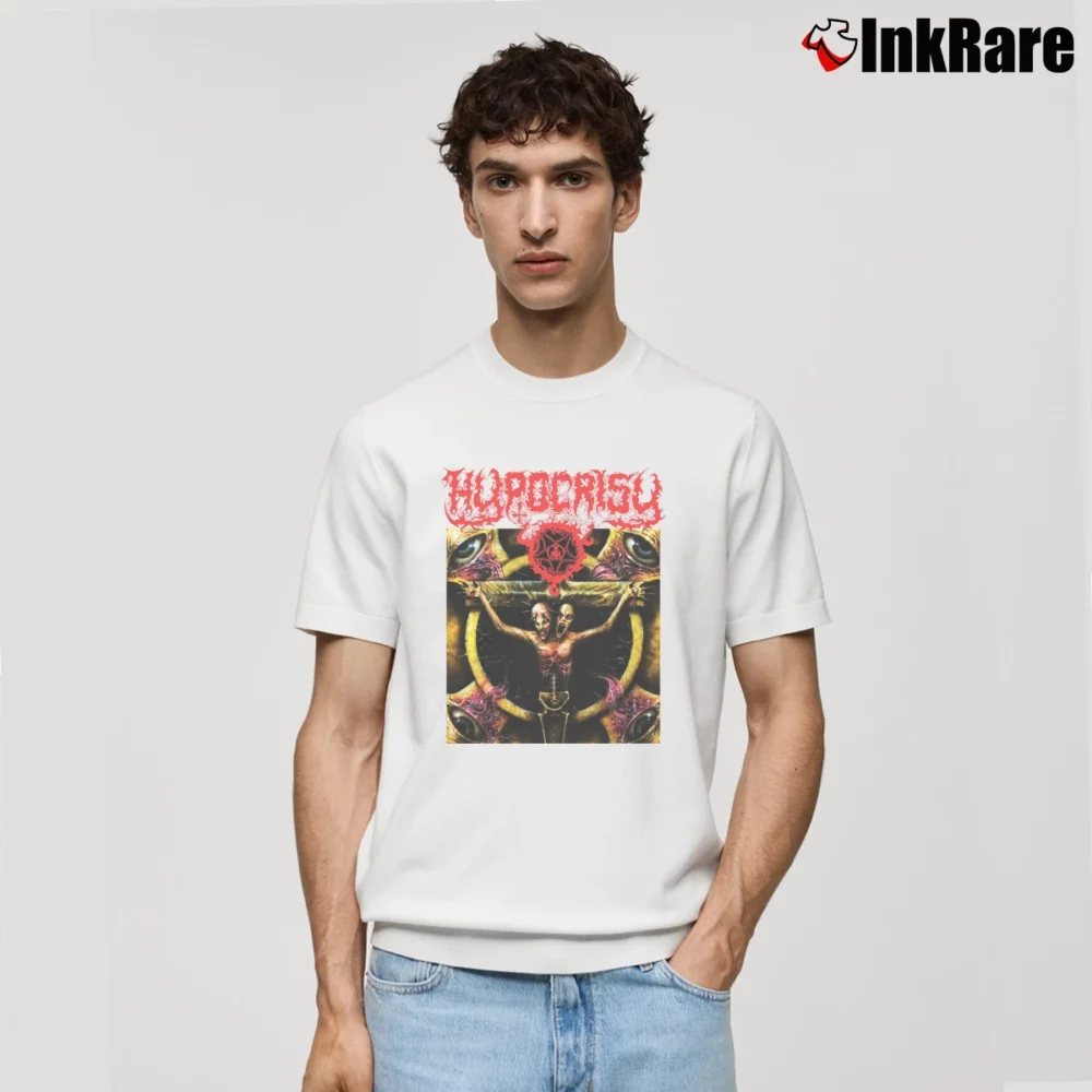 Men’s Hypocrisy Osculum Obscenum Band Classic T-Shirt in white | Soft, Breathable Everyday Wear