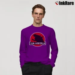 Men’s I Am Godzilla Cool Monster Graphic Long-Sleeve Shirt in purple | Sleek, Lightweight, Year-Round Wear