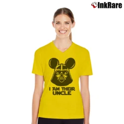 Women’s I Am Their Uncle Star Wars Disney Vacation V-Neck Tee in yellow | Chic Neckline, Soft Texture