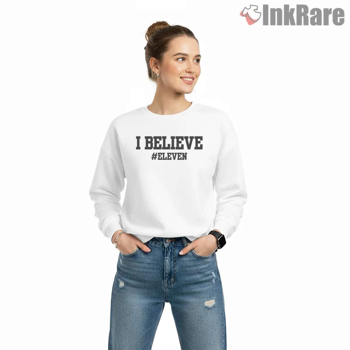 I Believe In Eleven Minimalist Fan Statement Shirt on graphic shirt for women graphic tee