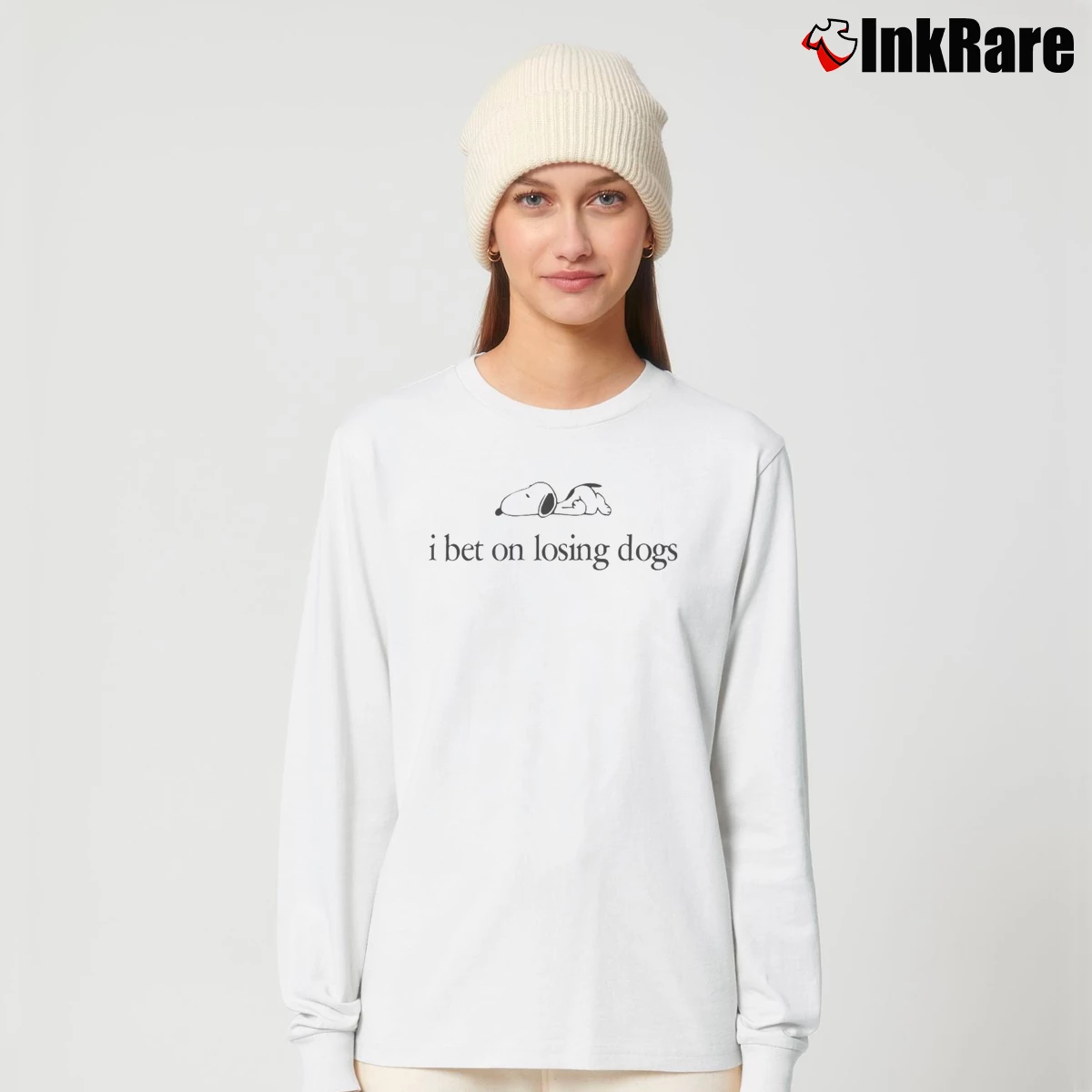 Women’s i bet on losing dogs snoopy Long-Sleeve Top in white | Sleek, Versatile, All-Season
