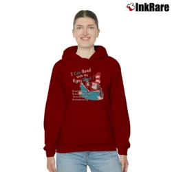 Women’s I Can Read With My Eyes Shut The Cat In The Hat Cozy Hoodie in maroon | Warm, Structured, Stylish