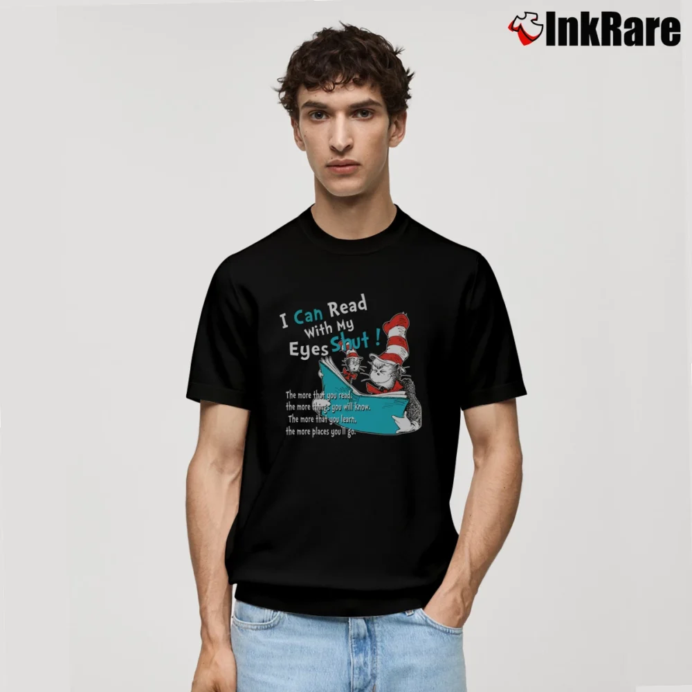 Men’s I Can Read With My Eyes Shut The Cat In The Hat Classic T-Shirt in black | Soft, Breathable Everyday Wear
