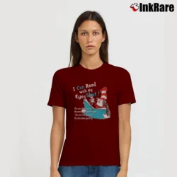 Women’s I Can Read With My Eyes Shut The Cat In The Hat Signature T-Shirt in maroon | Soft, Flattering Fit