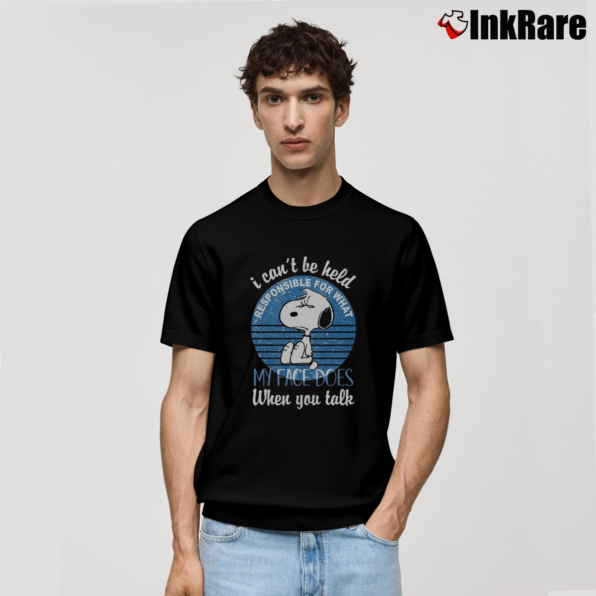 I Can’t Be Held Responsible For What My Face Does When You Talk Snoopy Men’s Classic Tee in black – Premium Comfort Men’s I Can't Be Held Responsible For What My Face Does When You Talk Snoopy Classic T-Shirt in black | Soft, Breathable Everyday Wear