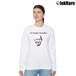 Women’s I'd Fight Gandhi Funny Statement Relaxed Sweatshirt in white | Soft, Laid-Back Vibe