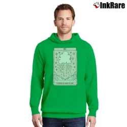 Men’s I'd Rather Be Crying To Enya Tarot Card Pullover Hoodie in irish green | Cozy, Durable, Modern Fit