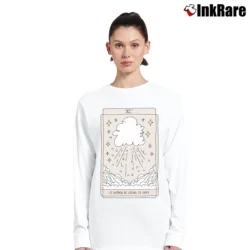 Women’s I'd Rather Be Crying To Enya Tarot Card Long-Sleeve Top in white | Sleek, Versatile, All-Season