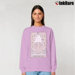 Women’s I'd Rather Be Crying To Enya Tarot Card Relaxed Sweatshirt in light pink | Soft, Laid-Back Vibe