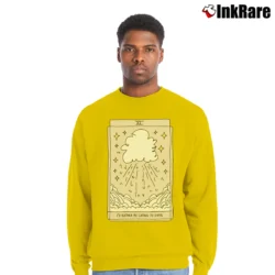 Men’s I'd Rather Be Crying To Enya Tarot Card Crewneck Sweatshirt in yellow | Cozy Fabric, Clean Style