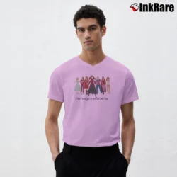 Men’s I Dont Need You To Tell Me Who I Am Scarlet Witch Marvel V-Neck Tee in light pink | Sharp, Breathable, Everyday Staple