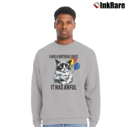 Men’s I Had A Birthday Once It Was Awful Crewneck Sweatshirt in sport grey | Cozy Fabric, Clean Style