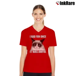 Women’s I Had Fun Once It Was Awful Funny V-Neck Tee in red | Chic Neckline, Soft Texture