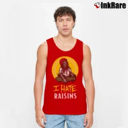Men’s I Hate Raisins Parody Graphic Tank Top in red | Breathable, Active-Friendly Design