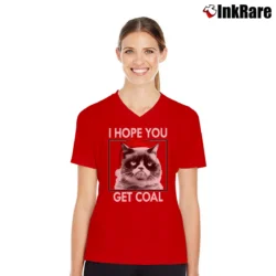 Women’s I Hope You Get Coal V-Neck Tee in red | Chic Neckline, Soft Texture