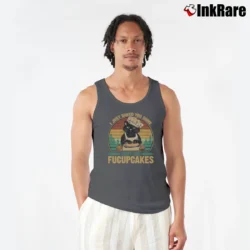 Men’s I Just Baked You Some Shut The Fucupcakes Funny Cat Baking Tank Top in charcoal | Breathable, Active-Friendly Design