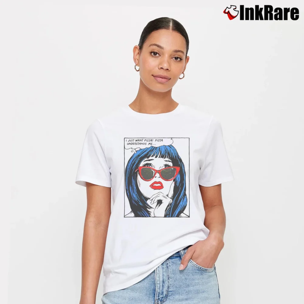 Women’s I Just Want Pizza Classic Graphic Signature T-Shirt in white | Soft, Flattering Fit