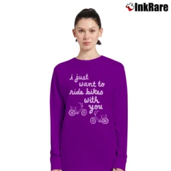Women’s I Just Want To Ride Bikes With You Long-Sleeve Top in purple | Sleek, Versatile, All-Season