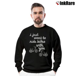 Men’s I Just Want To Ride Bikes With You Crewneck Sweatshirt in black | Cozy Fabric, Clean Style