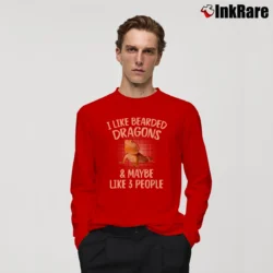 Men’s I Like Bearded Dragons And Maybe Three People Funny Long-Sleeve Shirt in red | Sleek, Lightweight, Year-Round Wear