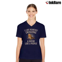 Women’s I Like Bearded Dragons And Maybe Three People Funny V-Neck Tee in navy | Chic Neckline, Soft Texture