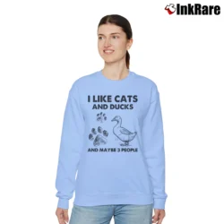 Women’s I Like Cats And Ducks And Maybe 3 People Cat Duck Gift Relaxed Sweatshirt in light blue | Soft, Laid-Back Vibe