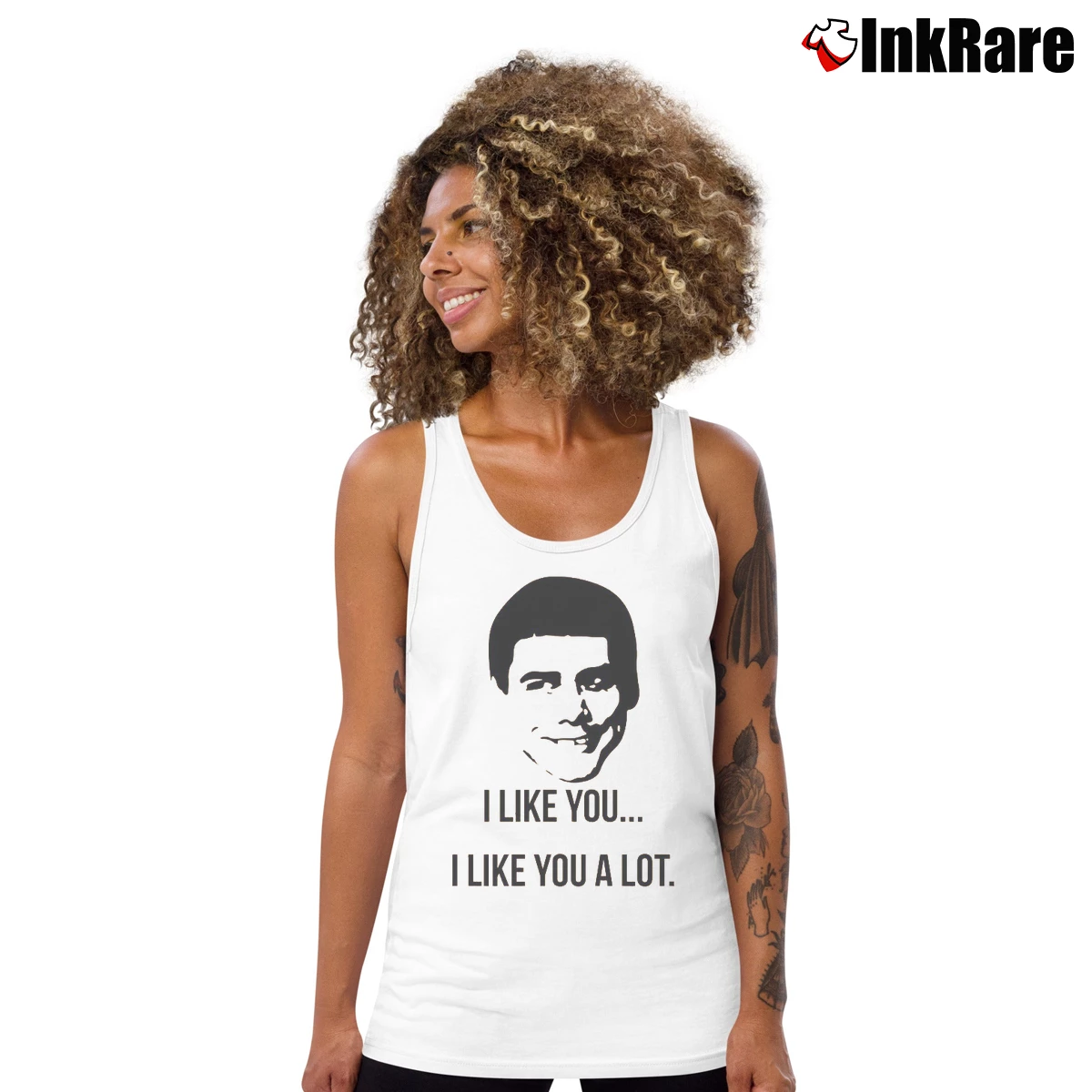 I Like You A Lot Jim Carrey Dumb And Dumber Women’s Essential Tank in white – Summer Ready Women’s I Like You A Lot Jim Carrey Dumb And Dumber Tank Top in white | Lightweight, Movement-Friendly