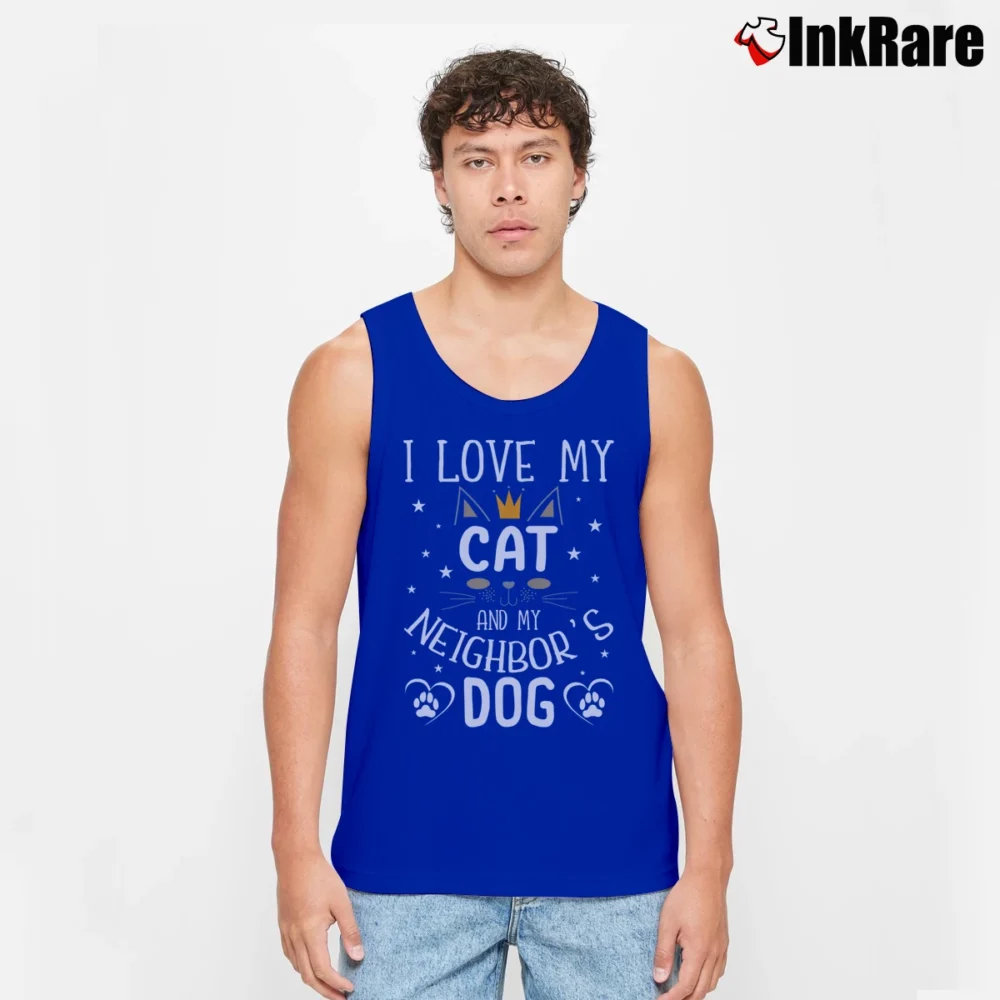 Men’s I Love My Cat And My Neighbor's Dog Tank Top in royal blue | Breathable, Active-Friendly Design
