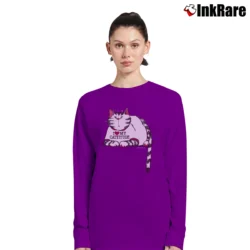 Women’s I Love My Cattitude Funny Cat Quote 90s Style Long-Sleeve Top in purple | Sleek, Versatile, All-Season