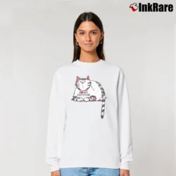 Women’s I Love My Cattitude Funny Cat Quote 90s Style Relaxed Sweatshirt in white | Soft, Laid-Back Vibe
