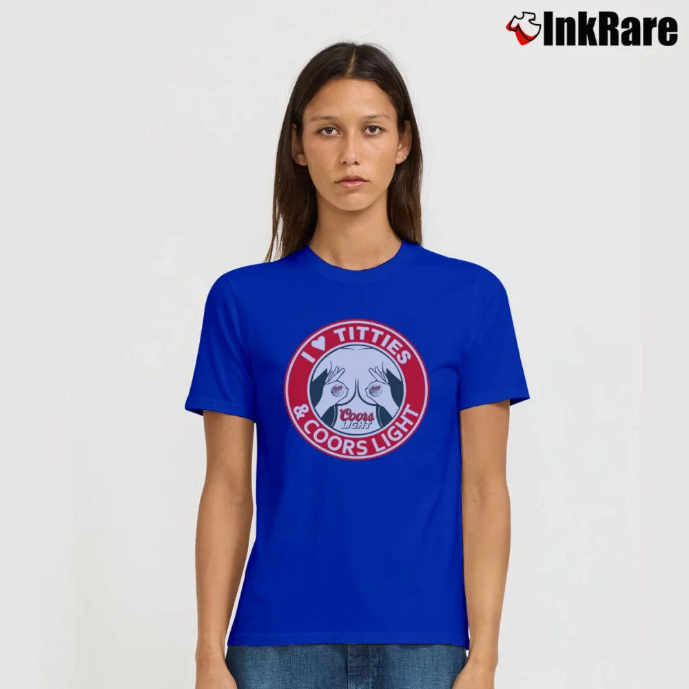 Women’s I Love Titties & Coors Light Graphic Signature T-Shirt in royal blue | Soft, Flattering Fit