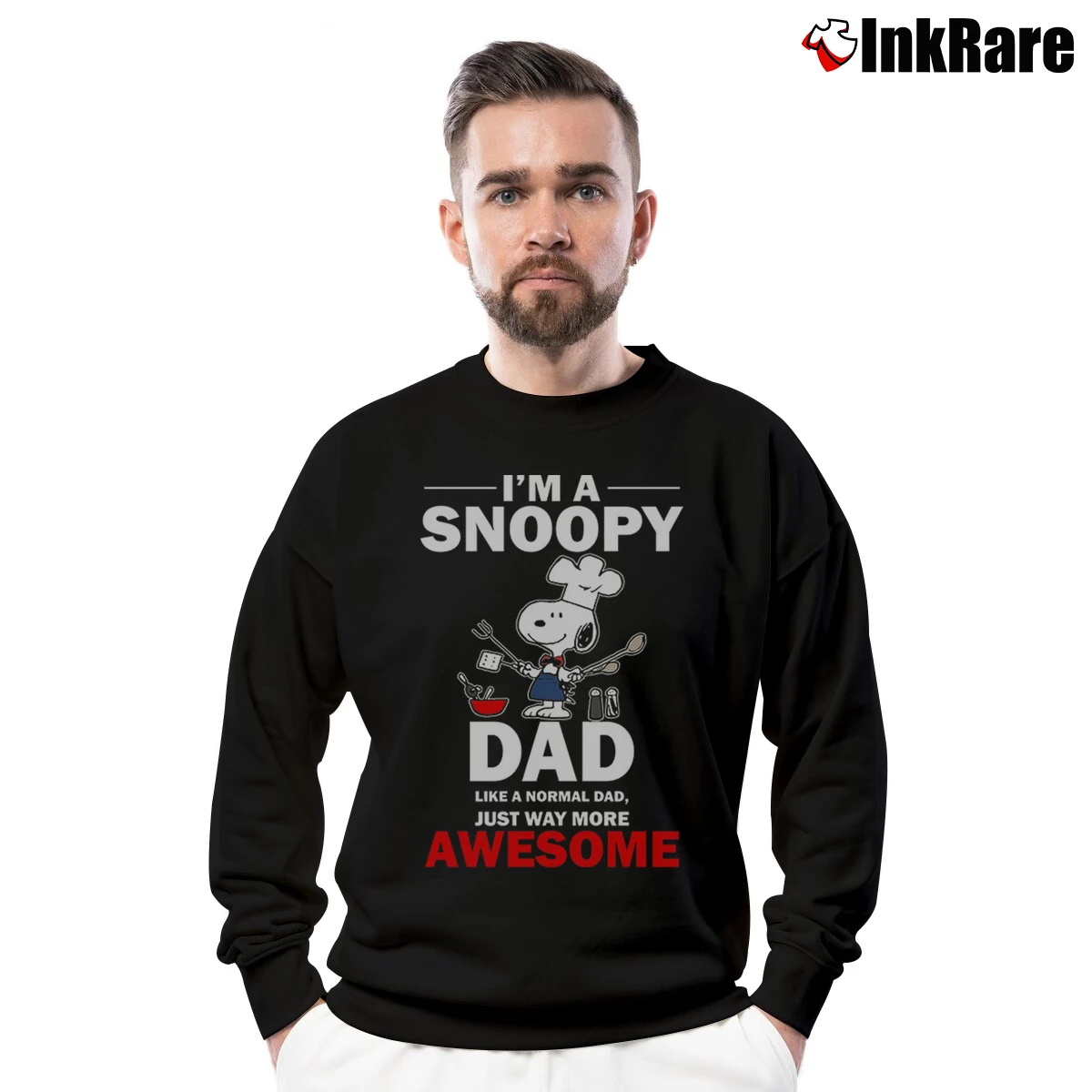 Men’s I'm A Snoopy Dad Like A Normal Dad Just More Awesome Crewneck Sweatshirt in black | Cozy Fabric, Clean Style