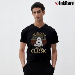 Men’s I'm Not Old I'm A Classic Snoopy V-Neck Tee in black | Sharp, Breathable, Everyday Staple