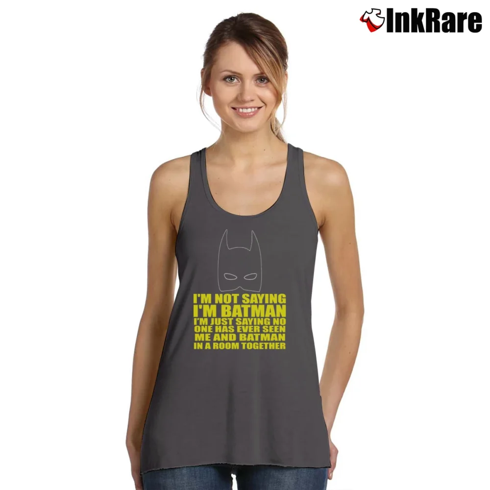 Women’s I'm Not Saying I'm Batman Funny Tank Top in charcoal | Lightweight, Movement-Friendly