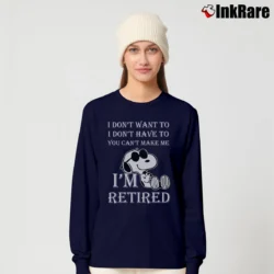 Women’s I'm Retired Snoopy Funny Long-Sleeve Top in navy | Sleek, Versatile, All-Season