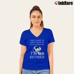Women’s I'm Retired Snoopy Funny V-Neck Tee in royal blue | Chic Neckline, Soft Texture