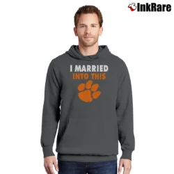 Men’s I Married Into This Clemson Tigers Graphic Pullover Hoodie in charcoal | Cozy, Durable, Modern Fit