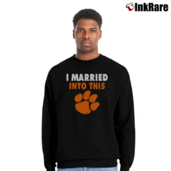 Men’s I Married Into This Clemson Tigers Graphic Crewneck Sweatshirt in black | Cozy Fabric, Clean Style