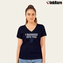 Women’s I Married Into This Syracuse V-Neck Tee in navy | Chic Neckline, Soft Texture